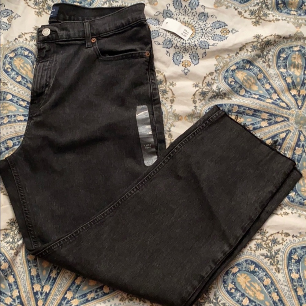 Black Slight Acid Wash Straight Leg Gap Jeans